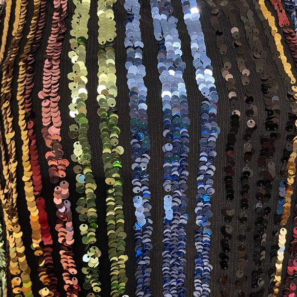 🆕 ALMOST FAMOUS Black Spaghetti Strap Tank with Multicolor Sequin Front ~ Small - Picture 3 of 8